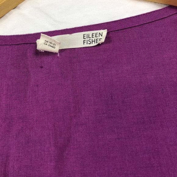 EILEEN FISHER Beaded Purple Linen Top M - Picture 3 of 10